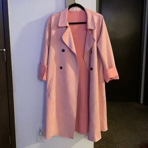 Large Baby Pink Nana Macs Suede Trench Coat